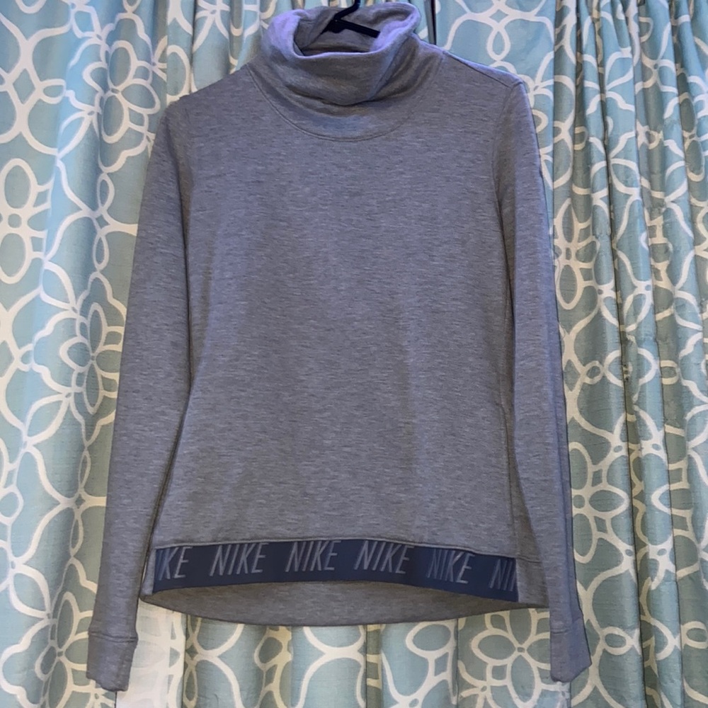 Nike Pullover Dri-fit Turtleneck Gray Hoodie with Pockets on the Sides
